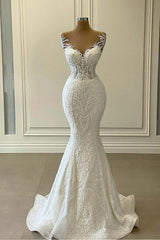 Sweetheart Lace Appliqué Mermaid Wedding Dress with Detachable Train