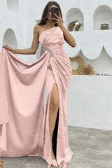 Dark Purple Sequin One Shoulder Mermaid Evening Dress with Split Ruffles