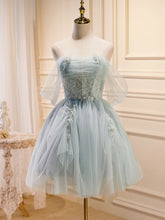 Puffy Tulle Off Shoulder Green Short Prom Dress For Women