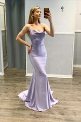 Elegant Light Purple Spaghetti-Strap Mermaid Prom Dress for Special Occasions
