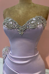 Elegant Violet Sweetheart Prom Dress with Beaded Bodice and High Side Slit