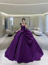 Purple Satin Ball Gown Quinceanera A-Line Lace-Up Evening Dress
