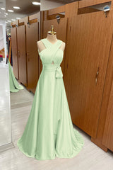 Elegant Strapped A-Line Halter Prom Dress: Flowing Long Gown for Special Occasions