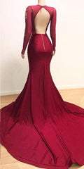 Elegant Long Sleeves Mermaid Evening Dress with Lace Appliques for Women