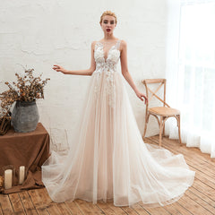Delicate A-Line Bateau Tulle Wedding Gown with Floral Lace and Open Back