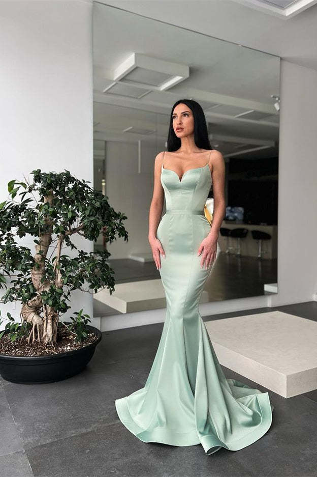 Elegant Mermaid Prom Dress with Long Spaghetti Straps, Chic Floor-Length Gown