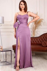 Elegant Spaghetti Strap Side Slit Mermaid Prom Dress Formal Gown