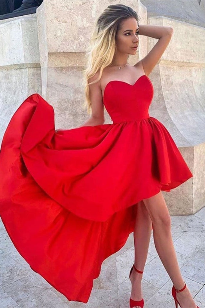 Stunning Red Sweetheart Hi-Low Prom Dress for Unforgettable Evenings and Parties