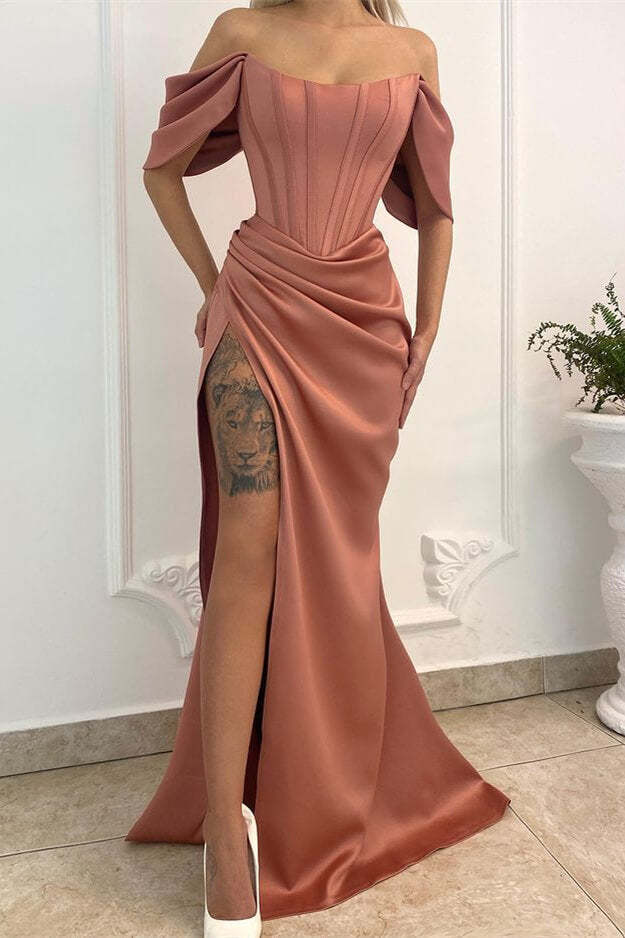 Elegant Off-Shoulder Mermaid Prom Dress with Slit - Perfect for Special Occasions