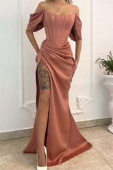 Elegant Off-Shoulder Mermaid Prom Dress with Slit - Perfect for Special Occasions