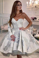 Elegant One-Shoulder A-Line Lace Wedding Dress with Sleeves & Floral Pattern