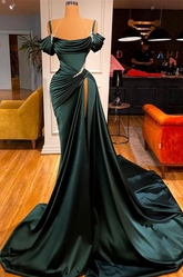 Stunning Off The Shoulder Mermaid Prom Dress Ruffles High Split