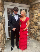 Beautiful Tiered Red Long Prom Dresses for Women Online