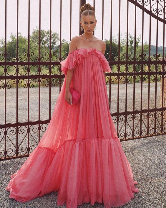 Long Formal Pink Prom Evening Gown For Women Party Dresses