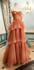 Elegant Coffee Color Sweetheart Neck Long Prom Evening Dress