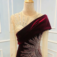 Elegant Grape Applique One-Shoulder Prom Dress with Sequin Bead Embellishments