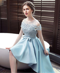 Elegant Light Blue Satin Lace Prom Evening Dress For Women