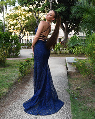 Elegant Navy Blue Lace Mermaid Evening Dress: Perfect Fit, Stunning Design, Ultimate Comfort