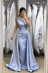Light Blue One-Shoulder Mermaid Prom Dress with Detachable Skirt 27Prom