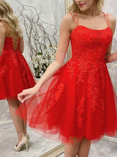 Princess Short Red Lace Prom Dress, Elegant Tulle Homecoming Evening Gown for Teens