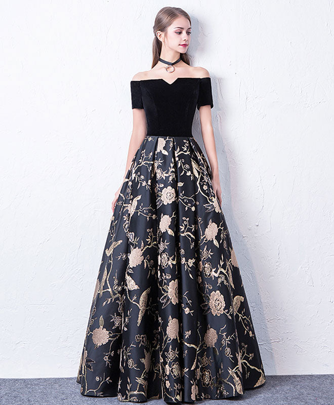 Stunning Black Off Shoulder Long Prom Evening Dress For Women