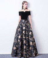 Stunning Black Off Shoulder Long Prom Evening Dress For Women