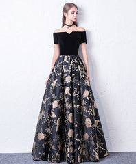 Stunning Black Off Shoulder Long Prom Evening Dress For Women