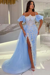 Sparkling Sequin A-Line Gown: Off-Shoulder, Side Slit, Long Prom & Evening Dress