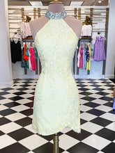 Short Backless Yellow Lace Prom Dress - Formal Homecoming Party Gown