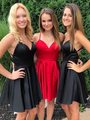 Stunning V-Neck Red and Black Prom Dress for Homecoming and Formal Events