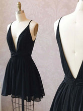 Simple A-Line V-Neck Black Short Prom Homecoming Dress: Cute & Formal