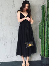 Simple V Neck Open Back Black Tea Length Prom Dress