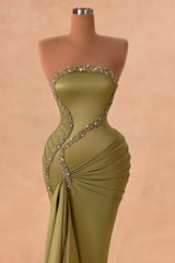 Elegant Strapless Sleeveless Empire Beaded Mermaid Prom Dress for Special Occasions