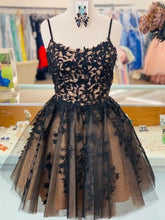 Unique Black Lace Champagne Short Homecoming Prom Dresses Formal Evening