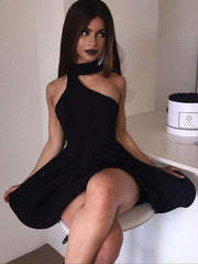 Unique Halter Neck Black and White Homecoming Dresses Short Prom Formal