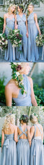 Top Trending Dusty Blue Mismatched Convertible Long Cheap Bridesmaid Dresses,#110501