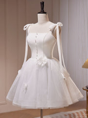 Adorable Tulle Short White Occasion Dress Homecoming Dress - DollyGown