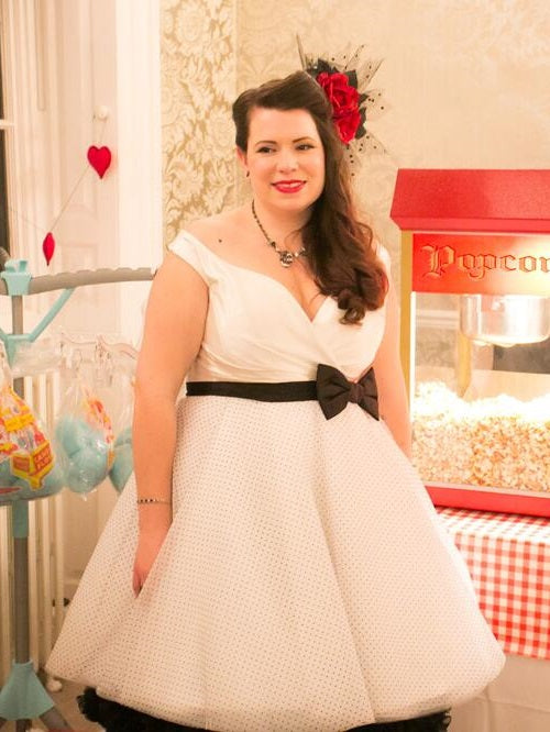 1950s Plus Size Vintage Polka Dot Wedding Dress,20111660