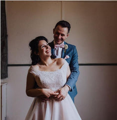 1950s Scoop Neck Lace Appliques Vintage inspired Tea Length Wedding Dress,20101608 - DollyGown