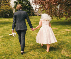 1950s Vintage Short Pink Polka Dot Retro Wedding Dress Tea Length,20111658 - DollyGown