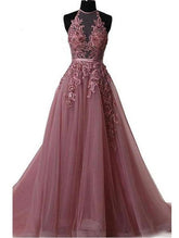 2019 Long Sweep Train Halter Dazzling Top Tulle Modest Prom Dress, GDC1160 - DollyGown