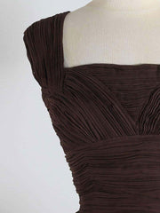 50s Style Square Neck Brown Vintage Short Bridesmaid Dress - DollyGown