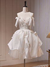 See Through Lace Top White Short Homecoming Dress - DollyGown
