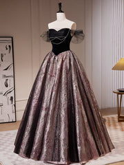 Coffee Color Off The Shoulder Drop Waist Formal Dress Prom Dress - DollyGown