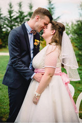 Simple Country Style Weddingg Dress,Short Wedding Dress,Polka Dot Wedding Dress,50s Style Wedding Dress,20110226
