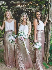 Bohemian Bridesmaid Dresses,2 Pieces Bridesmaid Dresses,Boho Bridesmaid Dresses,Sequins Skirt Bridesmaid Dresses,FS098-Dolly Gown