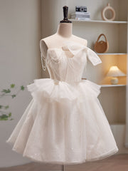 Sweet Strapless White Short Homecoming Dress - DollyGown