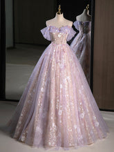 Delicate Floral Lace Off The Shoulder Ball Gown Illusion Prom Dress - DollyGown