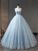 Light Blue Ball Gown Corset Prom Dress Quinceanera Dress - DollyGown