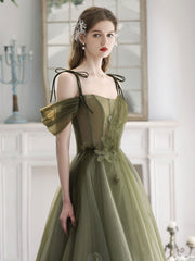 Sage Green A-line Off The Shoulder Maxi Formal Dress Occasion Dress - DollyGown